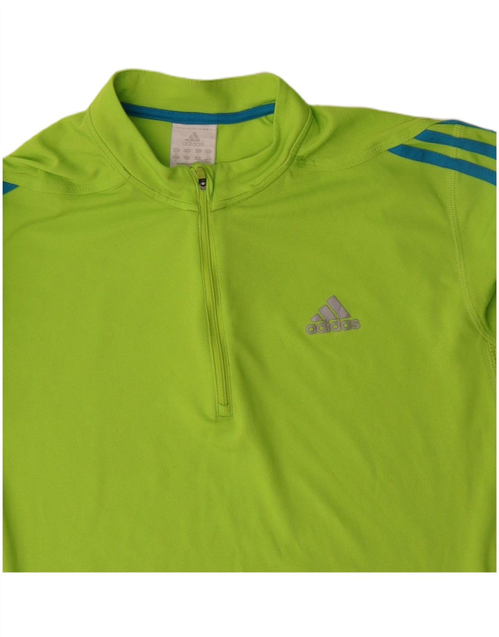 Męski dres ADIDAS z zamkiem błyskawicznym na szyi, średni zielony poliester