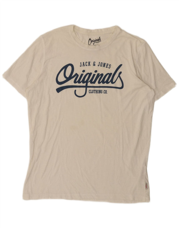 Męski T-shirt z grafiką Jack & Jones, rozmiar XL, biały, poliester
