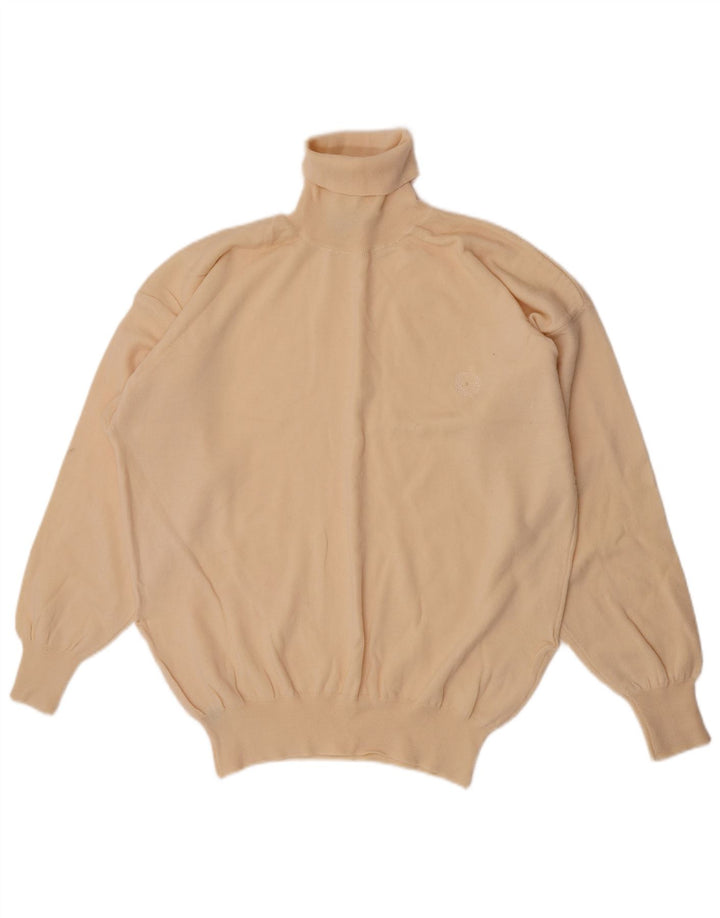 Vintage męski sweter z golfem XL, beżowa wełna