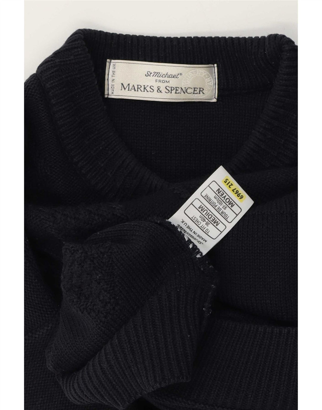 Marks & Spencer Męski sweter St. Michael z okrągłym dekoltem, średni granatowy