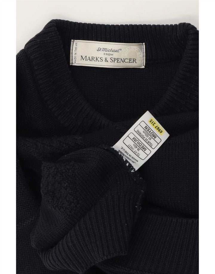 Marks & Spencer Męski sweter St. Michael z okrągłym dekoltem, średni granatowy