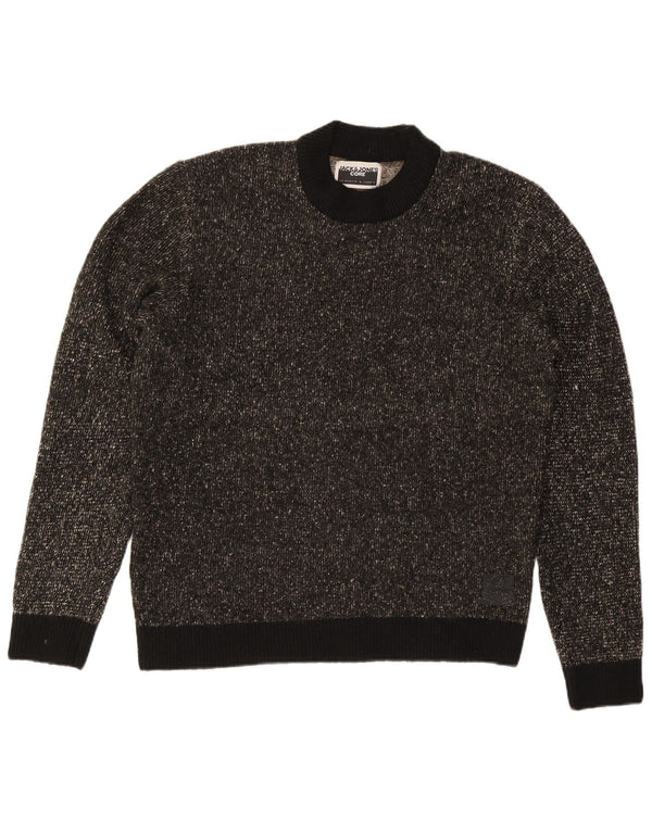 Męski sweter Jack & Jones z okrągłym dekoltem XL, czarny, nakrapiany poliester