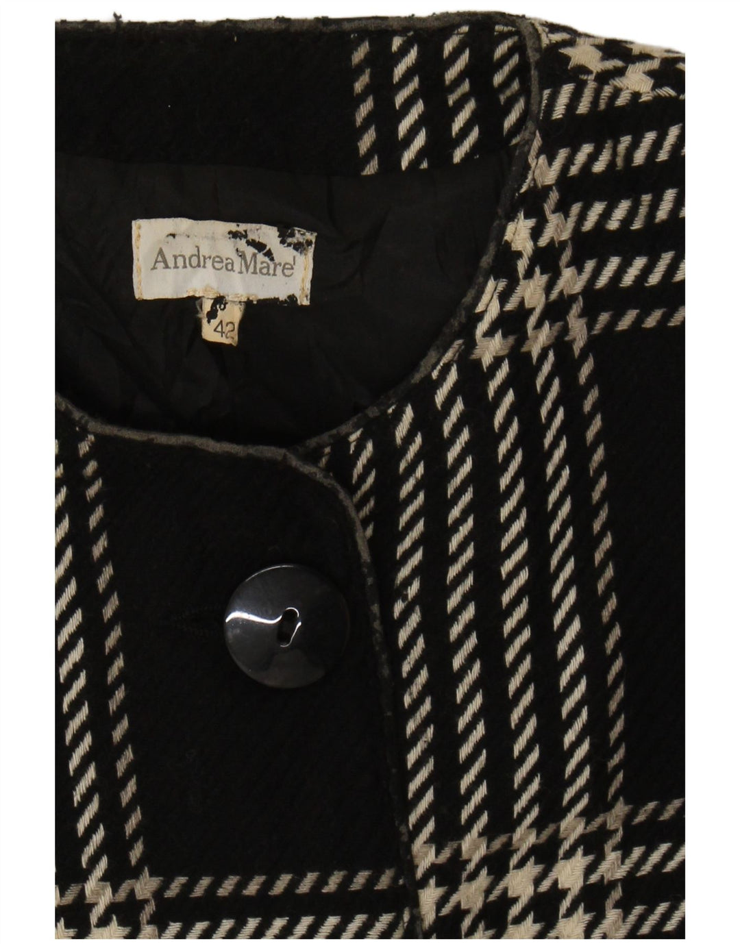 ANDREA MARE Womens 4 Button Blazer Jacket IT 42 Medium Black Check Wool