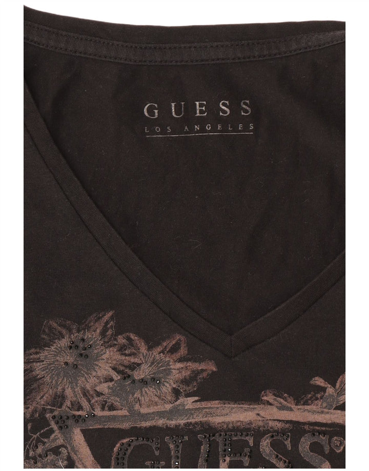 Damska koszulka graficzna Guess Top UK 12 Medium Black