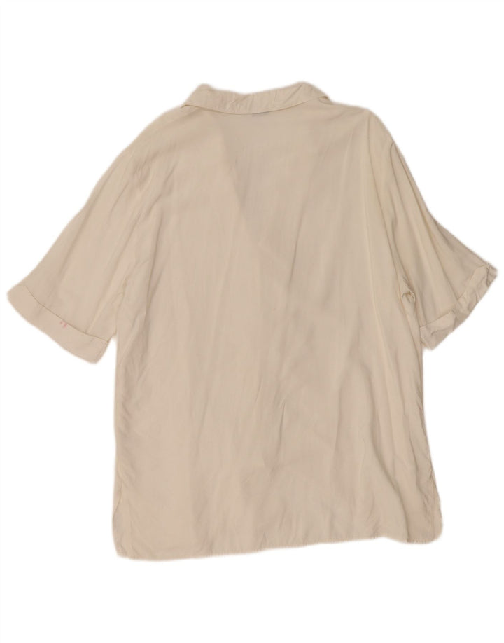 Bluzka damska z krótkim rękawem w stylu vintage, UK 18 XL, biała