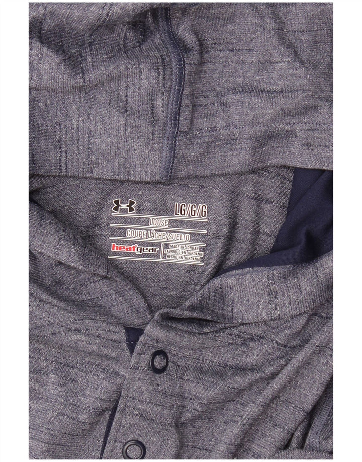 Męska koszulka z długim rękawem i kapturem UNDER ARMOUR Heat Gear, duża, granatowa, nakrapiana