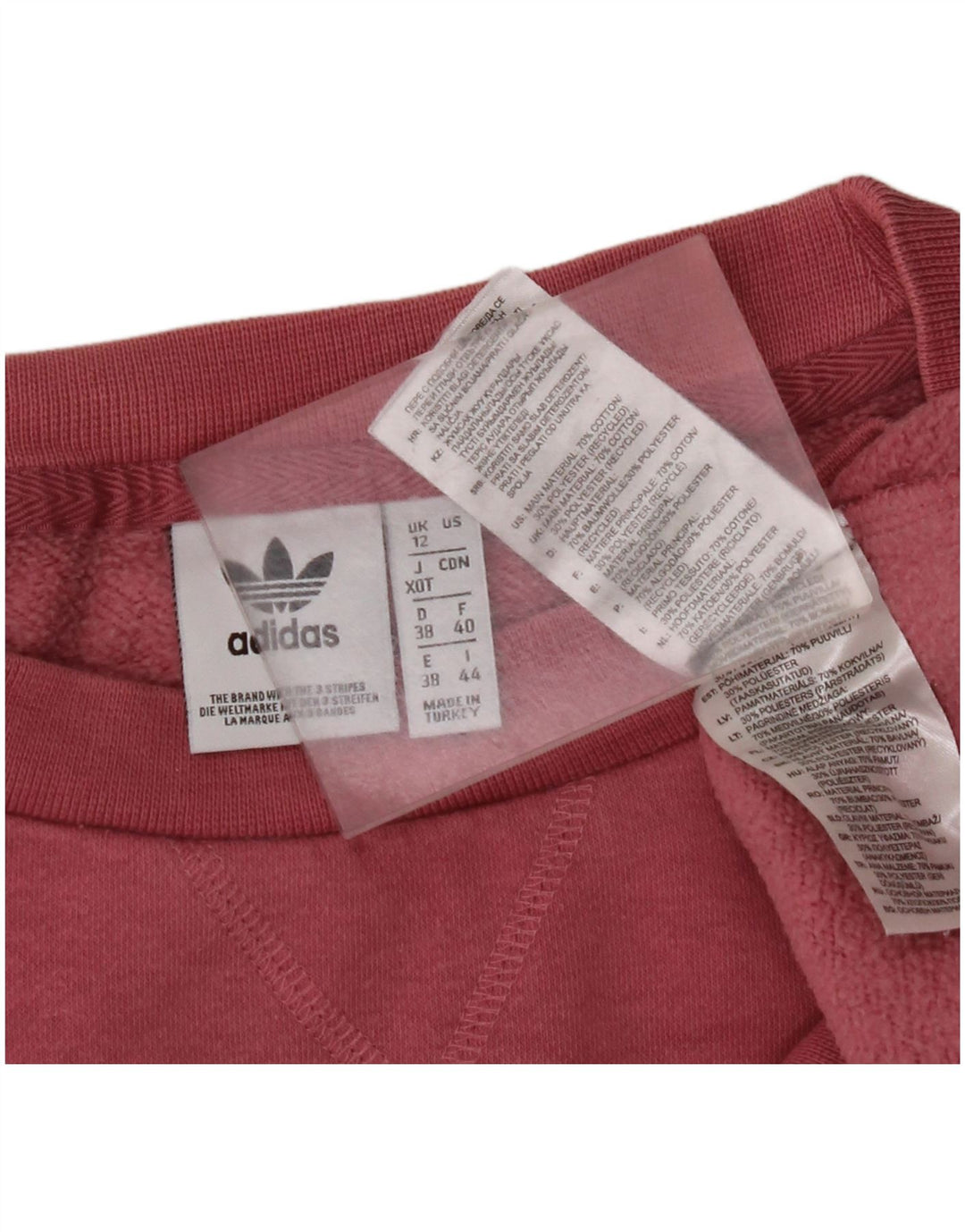 Damska bluza oversize ADIDAS UK 12, średnia różowa bawełna