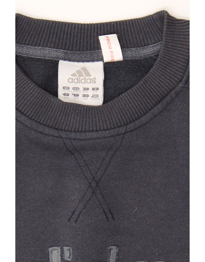 ADIDAS Boys Graphic Sweatshirt Jumper 13-14 Years Navy Blue