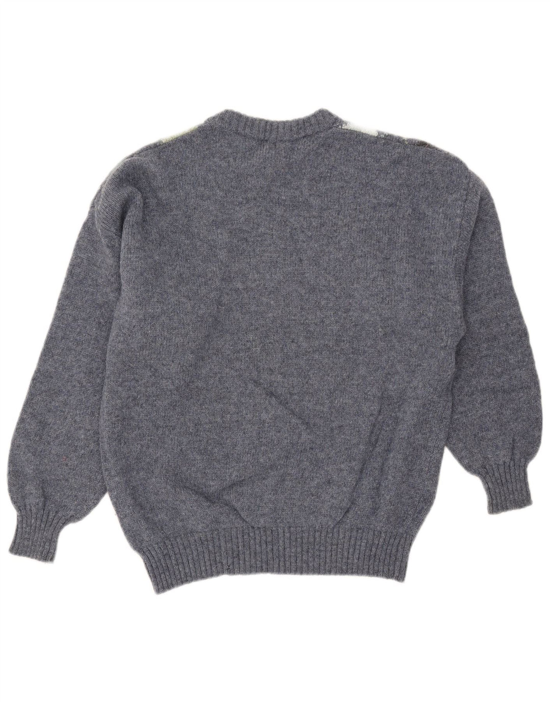 Męski sweter z okrągłym dekoltem Trussardi, średni niebieski Argyle/diamentowa wełna