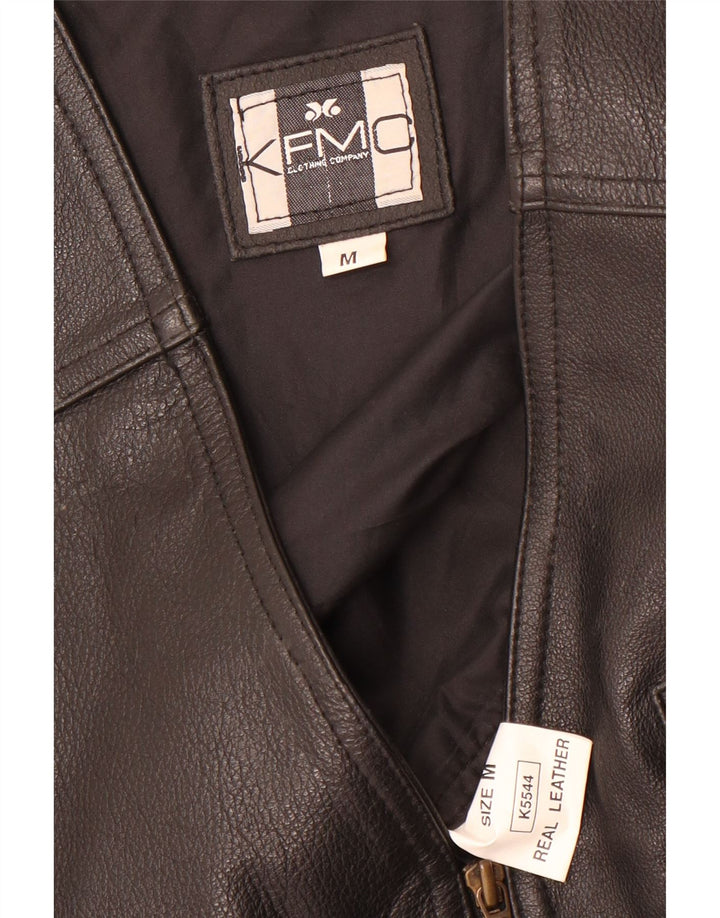 Klasyczna męska kamizelka skórzana, średnia czarna skóra