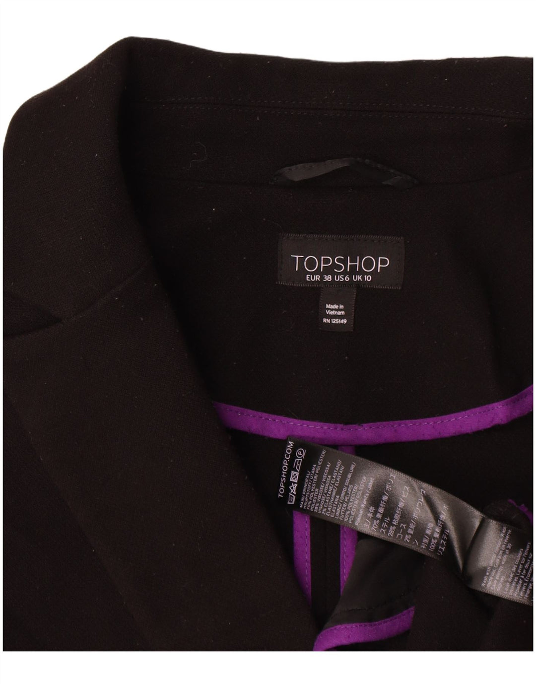 Topshop damski płaszcz oversize UK 10, mały, czarny poliester