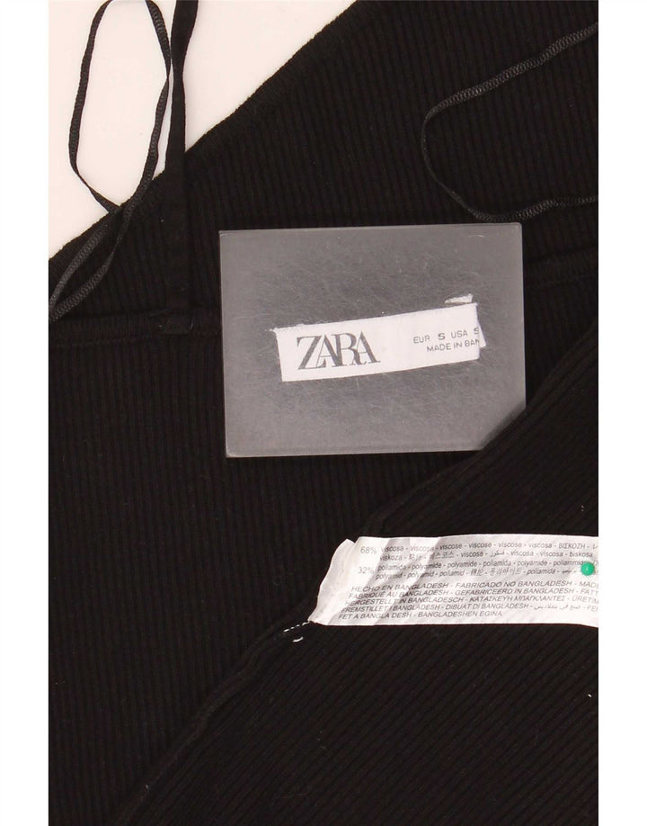 Krótki top damski Zara UK 10 Small, czarna wiskoza