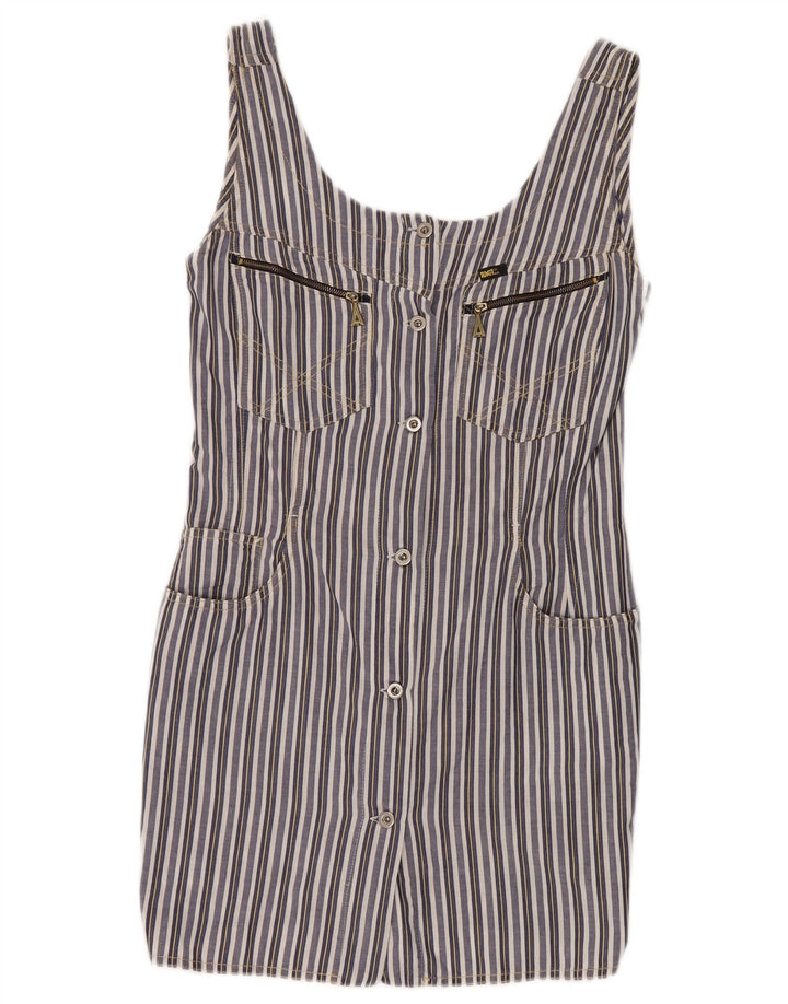 VINTAGE Damska sukienka płaszczowa bez rękawów UK 8 w małe granatowe paski