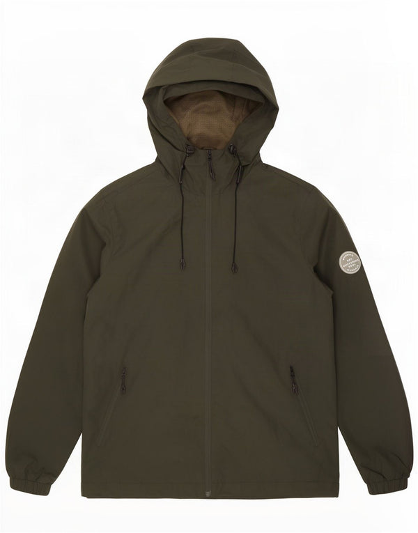 Męska kurtka przeciwdeszczowa z kapturem Jack & Jones UK 40, duża, zielona, poliestrowa