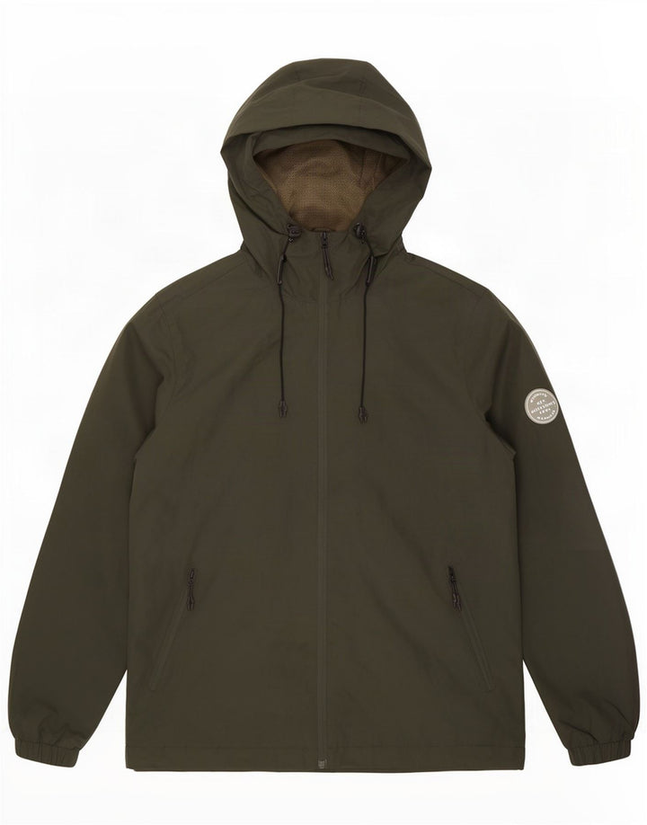 Męska kurtka przeciwdeszczowa z kapturem Jack & Jones UK 40, duża, zielona, poliestrowa