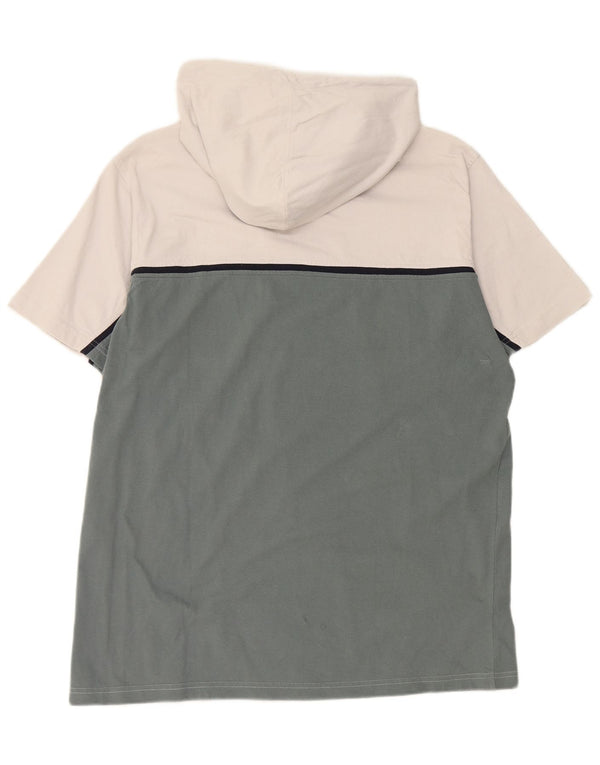 Męski T-shirt CHAMPION z kapturem i zamkiem błyskawicznym, 2XL, biała, bawełniana w bloki kolorów