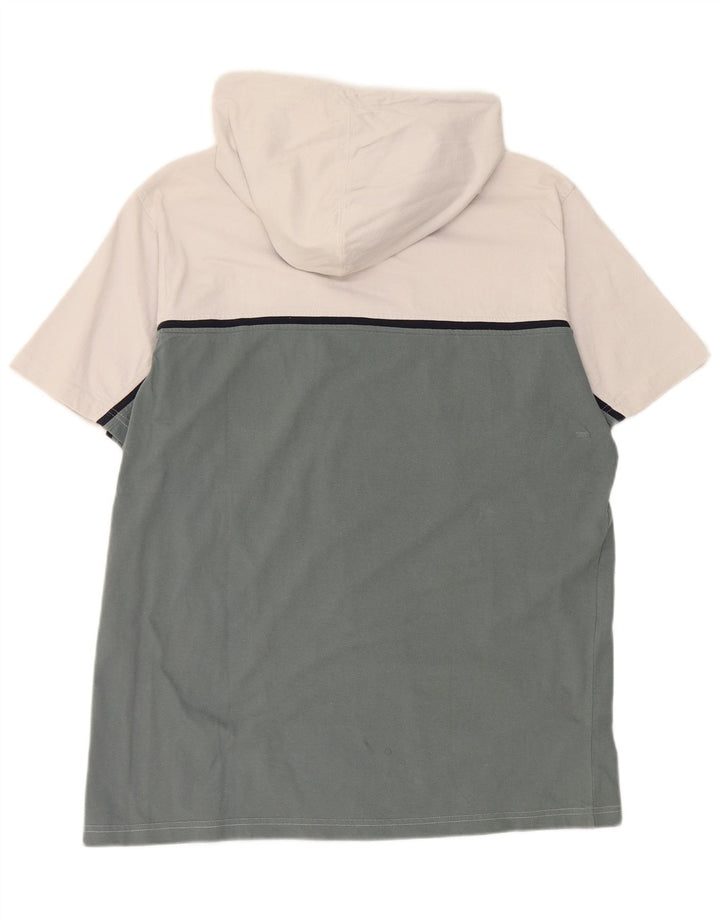 Męski T-shirt CHAMPION z kapturem i zamkiem błyskawicznym, 2XL, biała, bawełniana w bloki kolorów