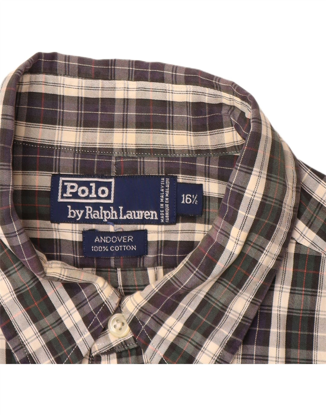 Koszulka POLO RALPH LAUREN Męska koszulka Andover rozmiar 16 1/2, duża, wielokolorowa krata