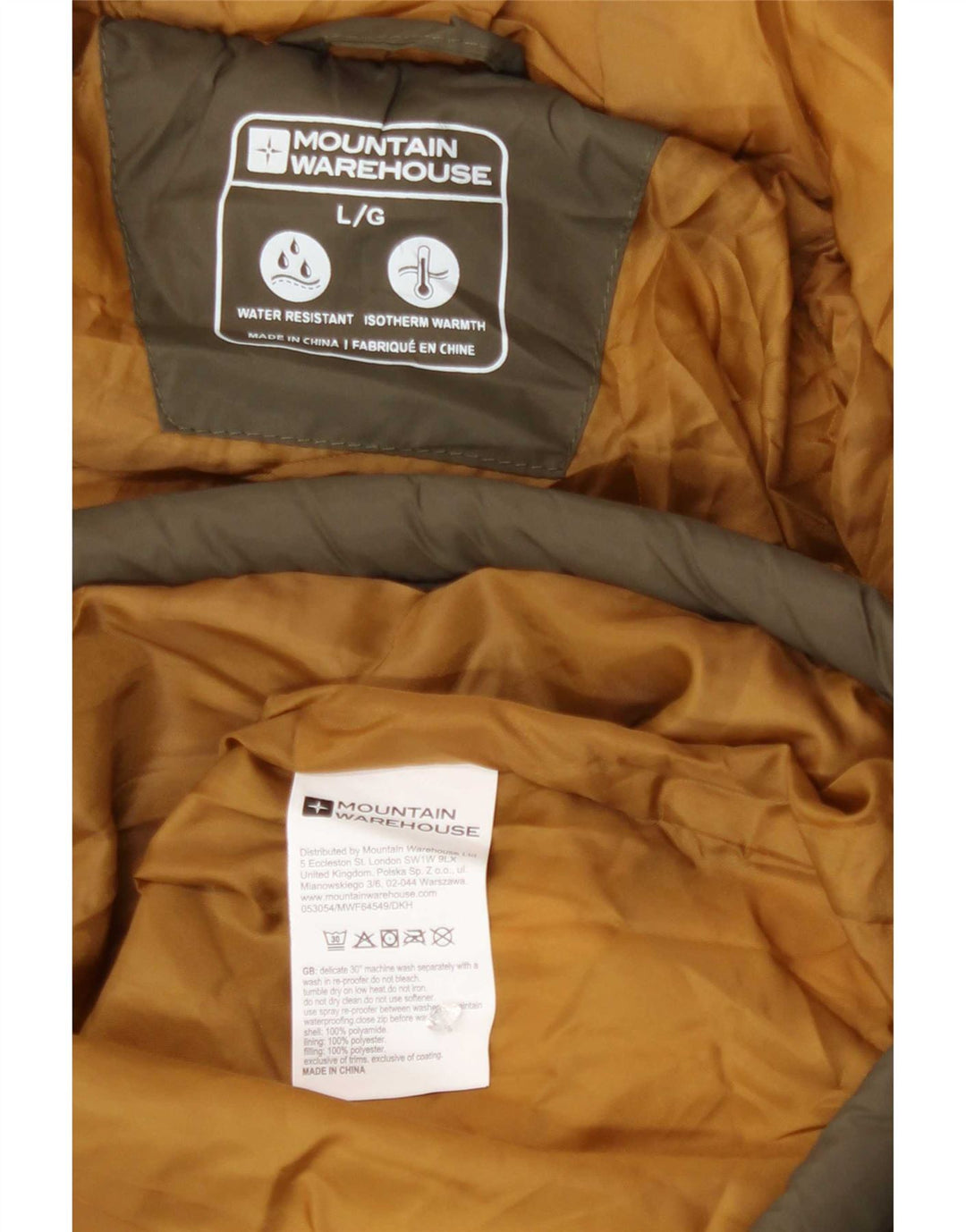 Męska ocieplana kurtka z kapturem Mountain Warehouse UK 40, duża, khaki, poliamid