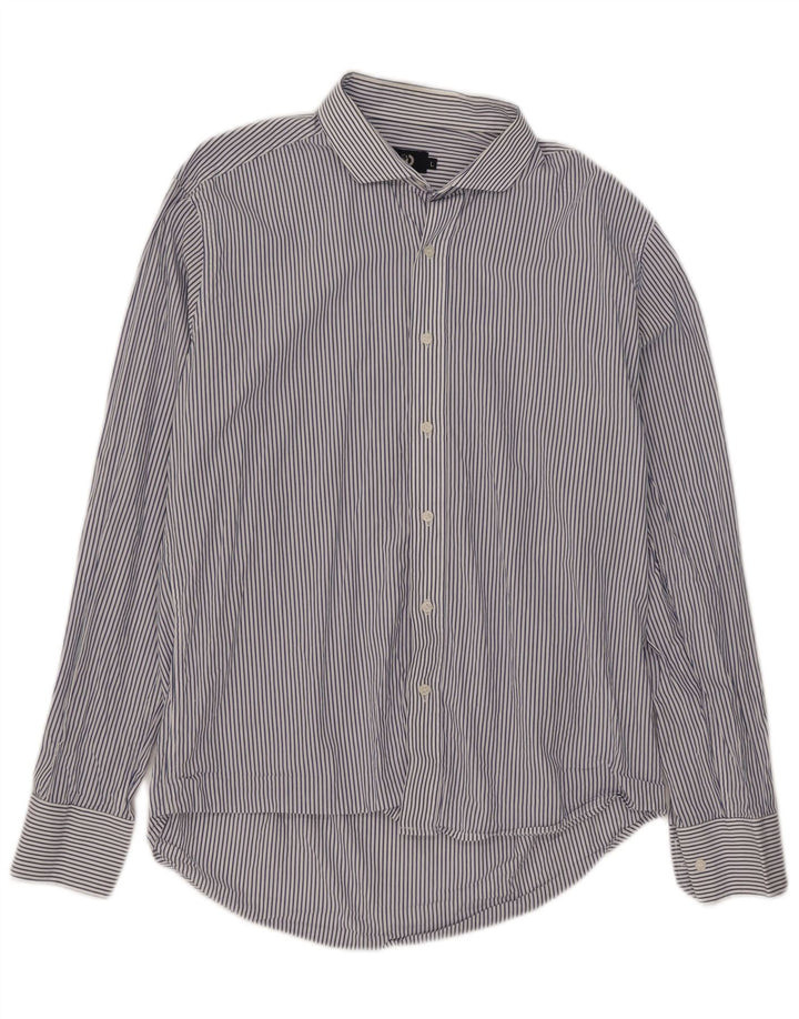 Koszula męska slim fit firmy Dack's, duża, niebieska, bawełniana w prążki