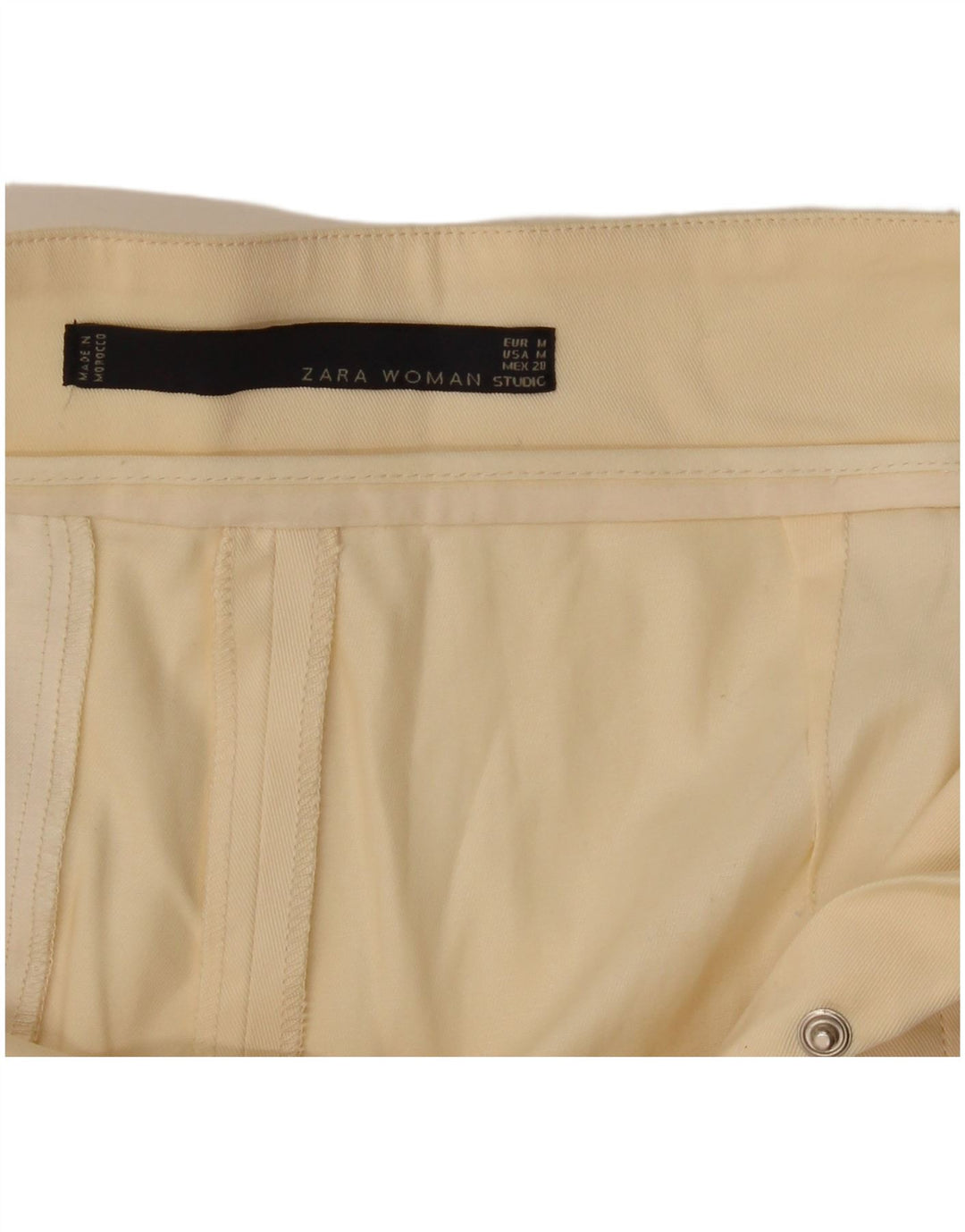 Damskie spodnie Zara Studio z szerokimi nogawkami, średnie W28 L24 Off White