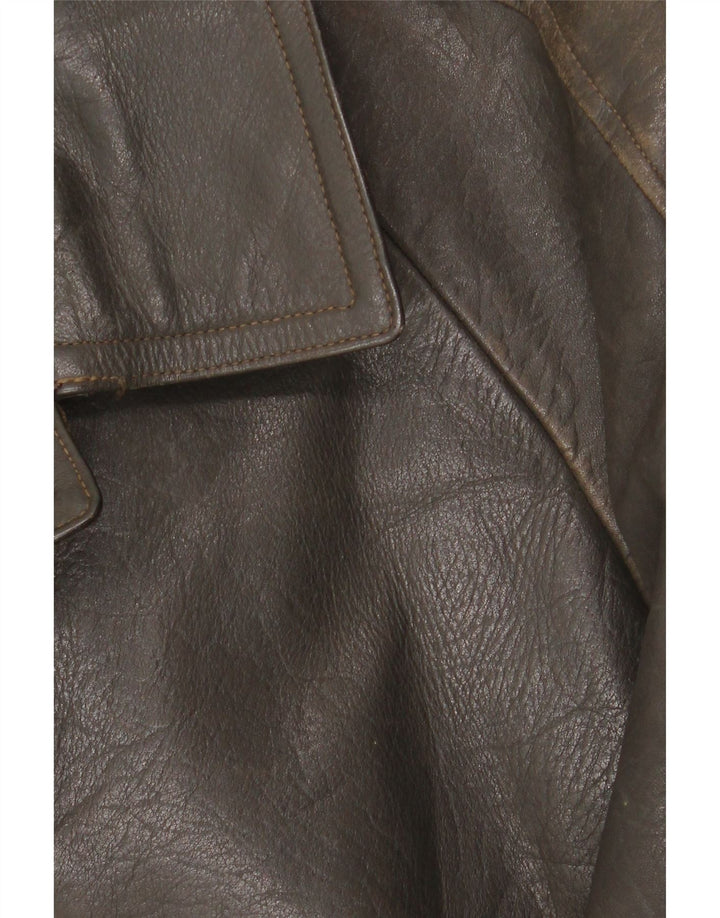 Vintage męska kurtka skórzana IT 48 Medium Khaki