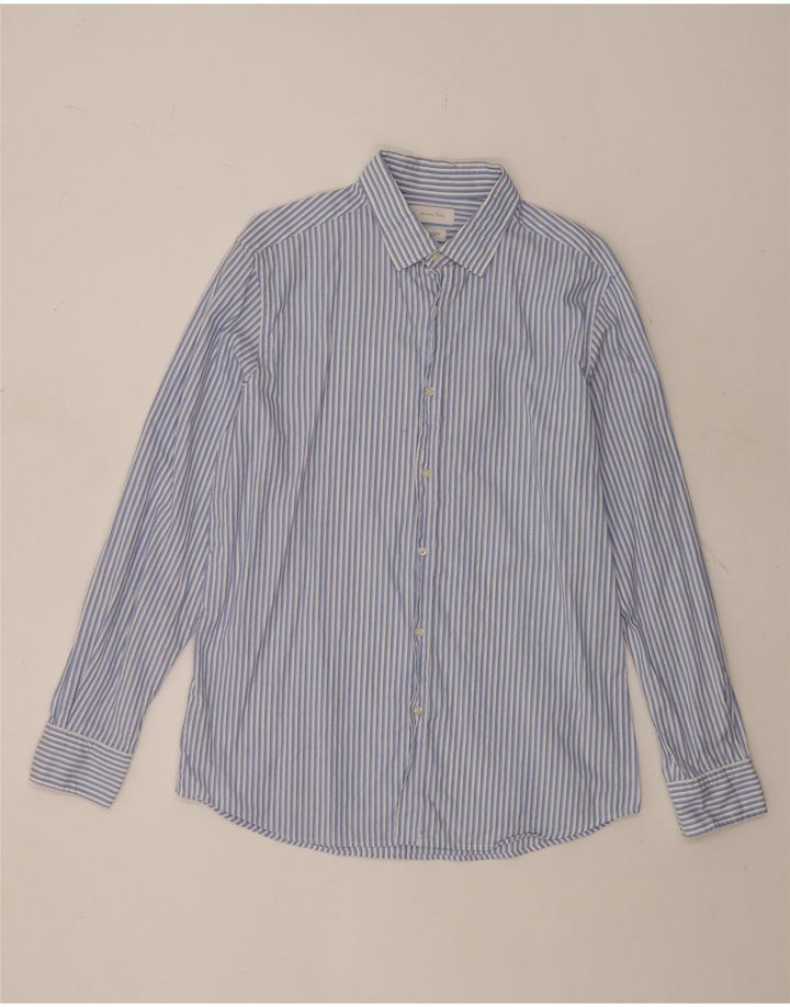 Koszula męska Massimo Dutti XL, niebieska, bawełniana w prążki