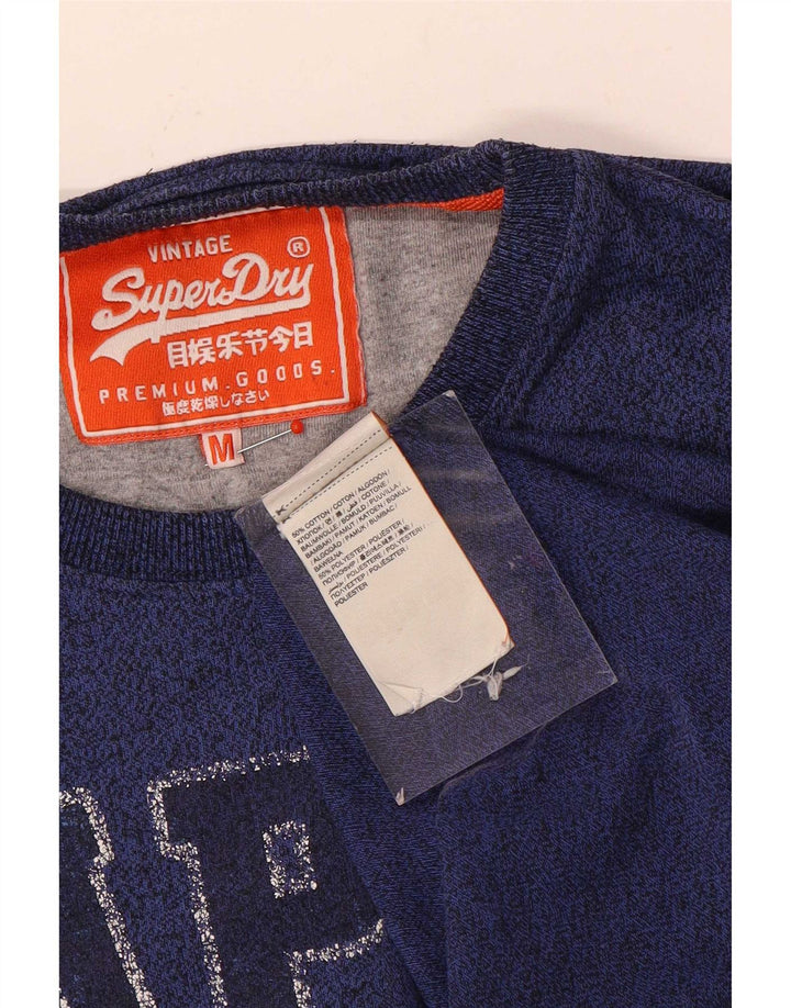 Męski T-shirt z grafiką Superdry, bawełniany, średni niebieski w cętki