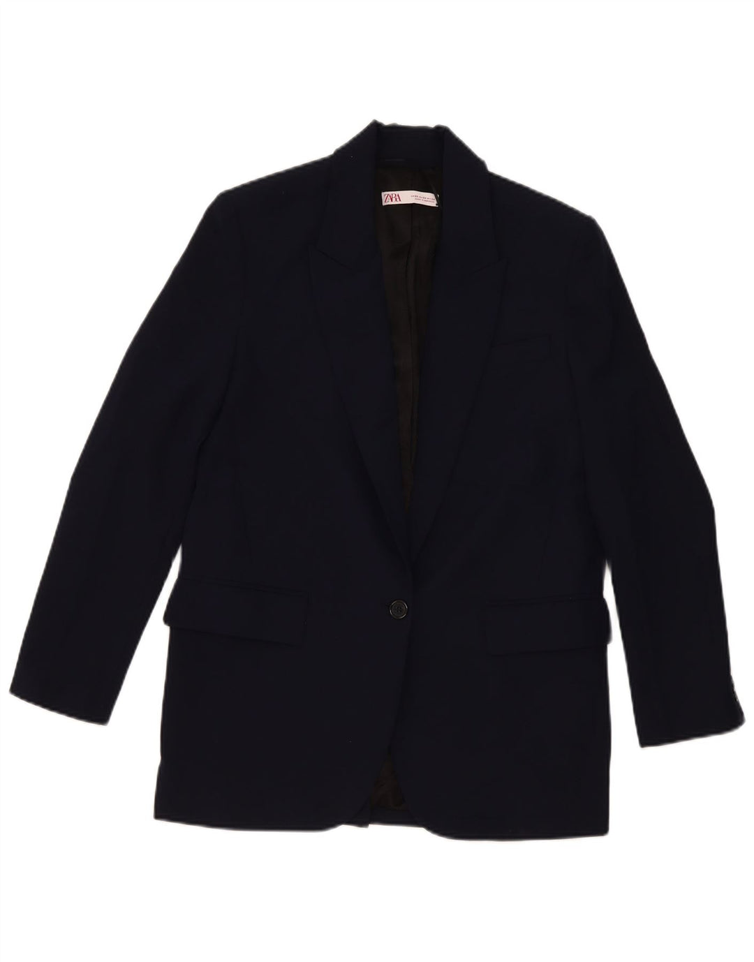 Damska marynarka oversize Zara zapinana na 2 guziki UK 6 XS Granatowa wiskoza