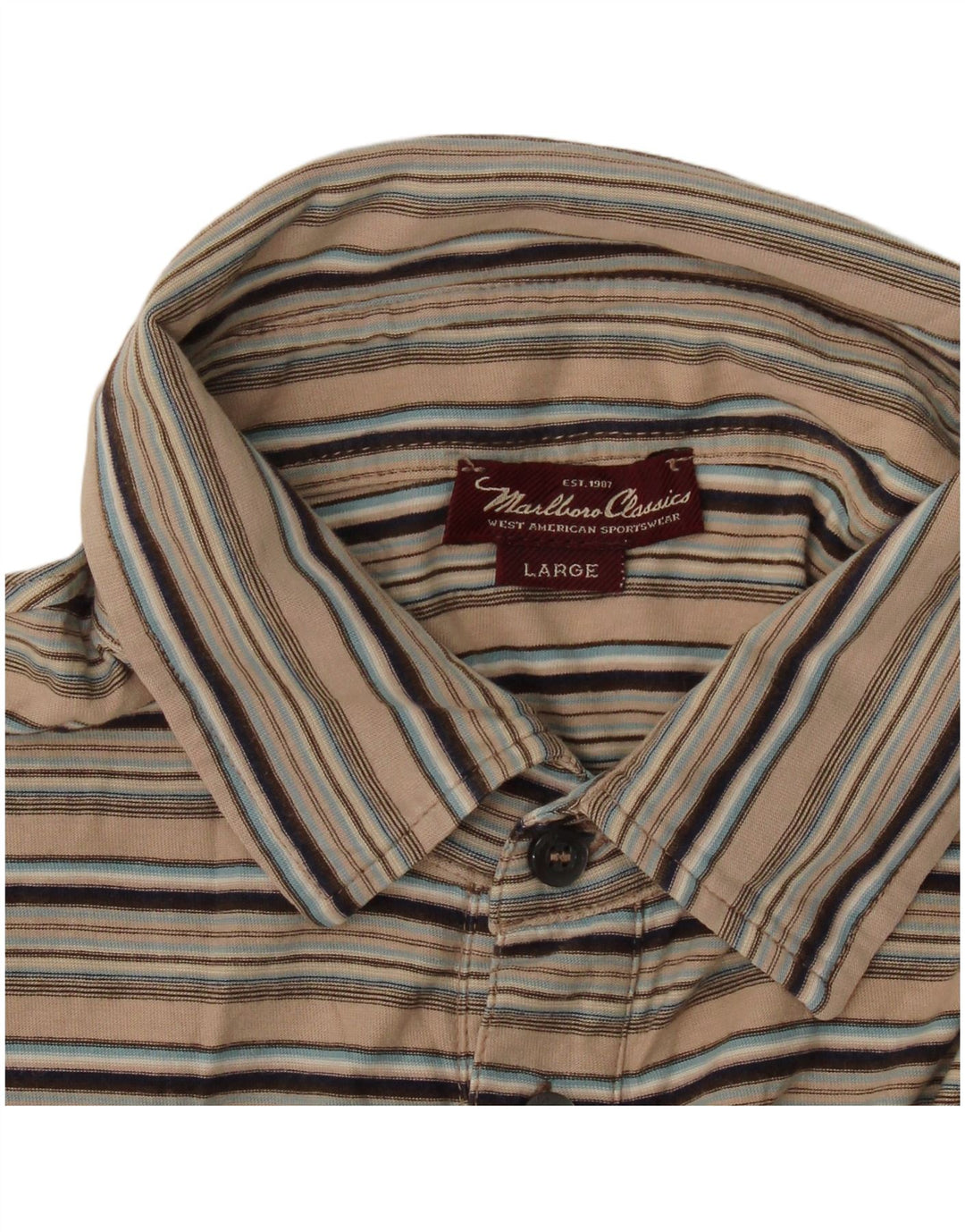 Męska koszulka polo Marlboro Classics w duże beżowe paski