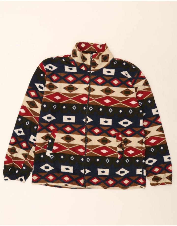 Damska kurtka polarowa oversize VINTAGE UK 16, duża, wielokolorowa, geometryczna