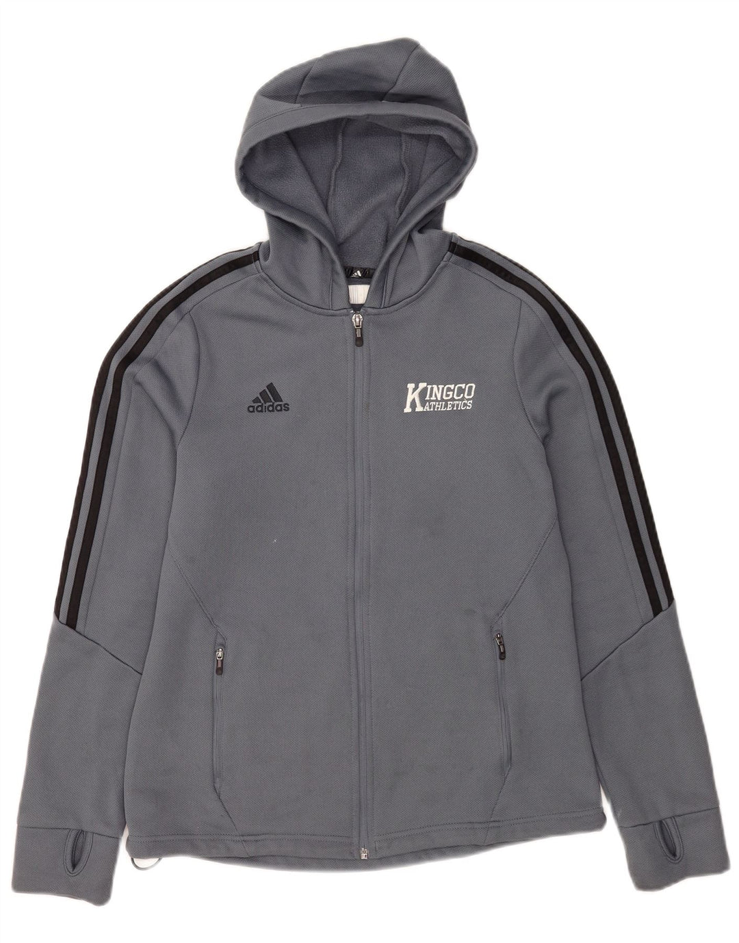 Adidas Męski sweter z kapturem i zamkiem błyskawicznym Climawarm, średni niebieski poliester