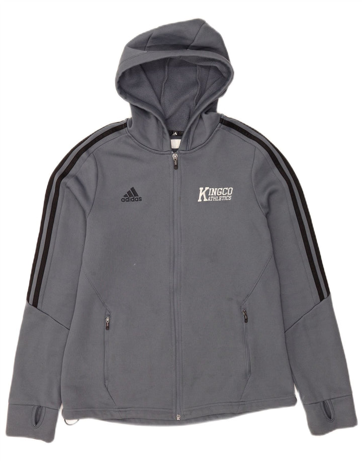 Adidas Męski sweter z kapturem i zamkiem błyskawicznym Climawarm, średni niebieski poliester