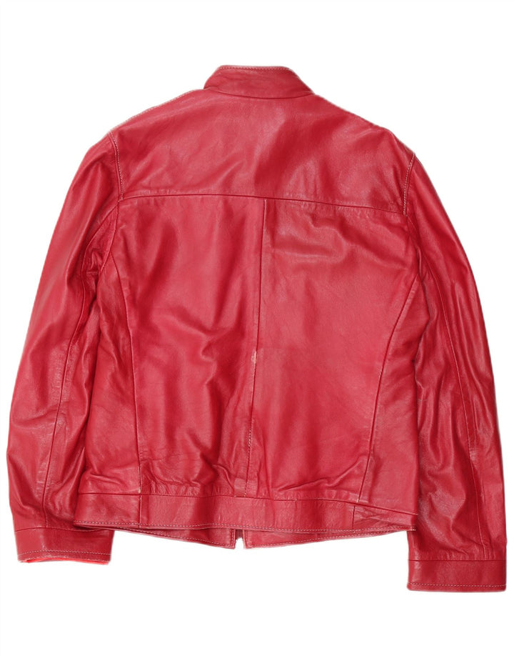Damska skórzana kurtka bomber w stylu vintage IT 46, duża czerwona
