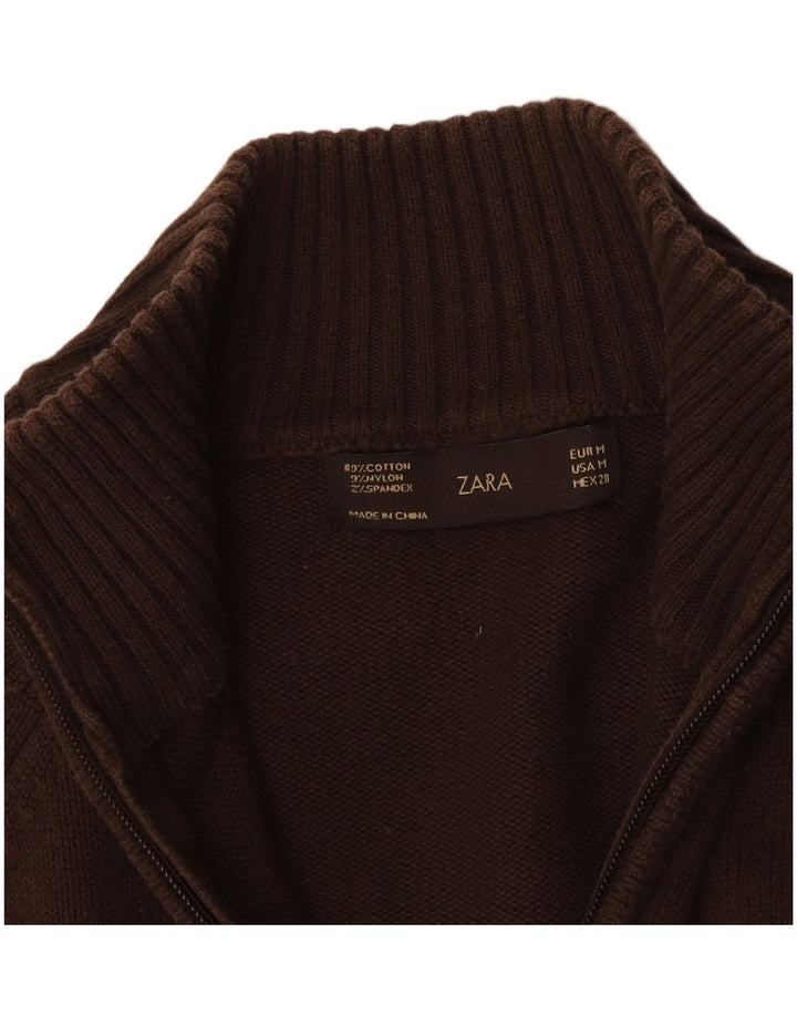 Damski sweter Zara z zamkiem błyskawicznym UK 12 Średni brązowy bawełniany