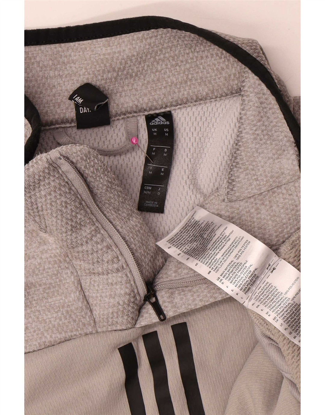 Adidas Męski dres Climawarm Zip Neck Pullover Top Średni Szary Poliester