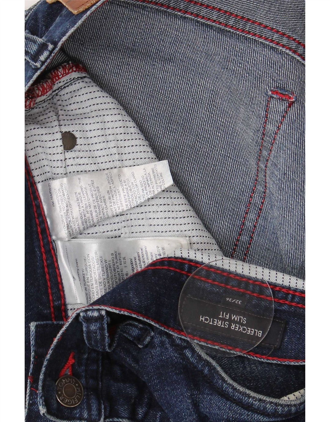 Damskie jeansy Tommy Hilfiger Bleecker Slim W13 L28 Niebieskie bawełniane