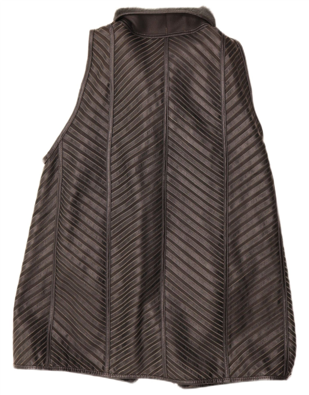 Damska kamizelka Sherpa Longline VINTAGE EU 40 w kolorze średniej szarej skóry w paski