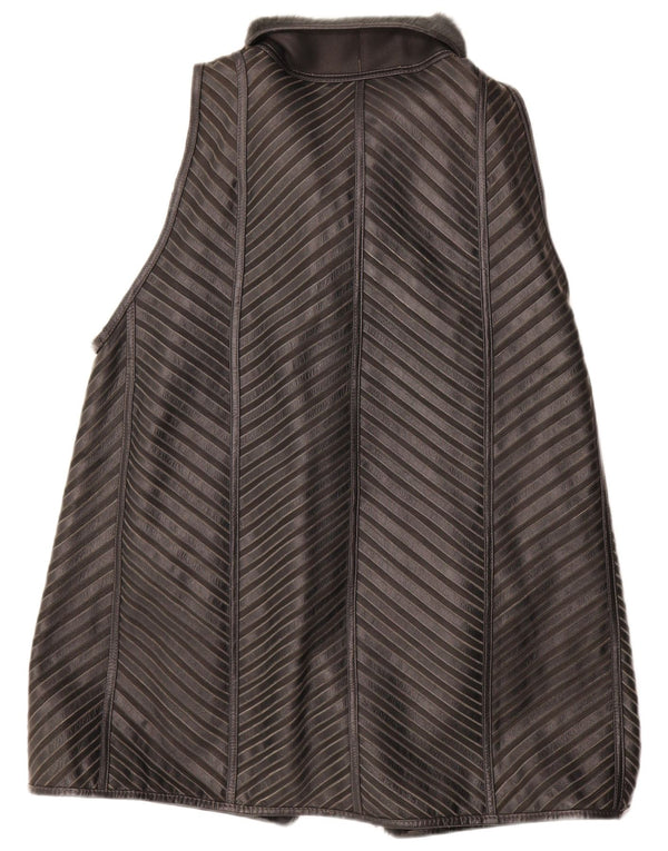 Damska kamizelka Sherpa Longline VINTAGE EU 40 w kolorze średniej szarej skóry w paski