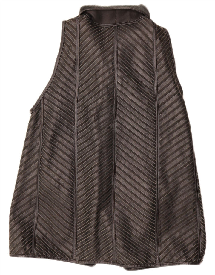 Damska kamizelka Sherpa Longline VINTAGE EU 40 w kolorze średniej szarej skóry w paski