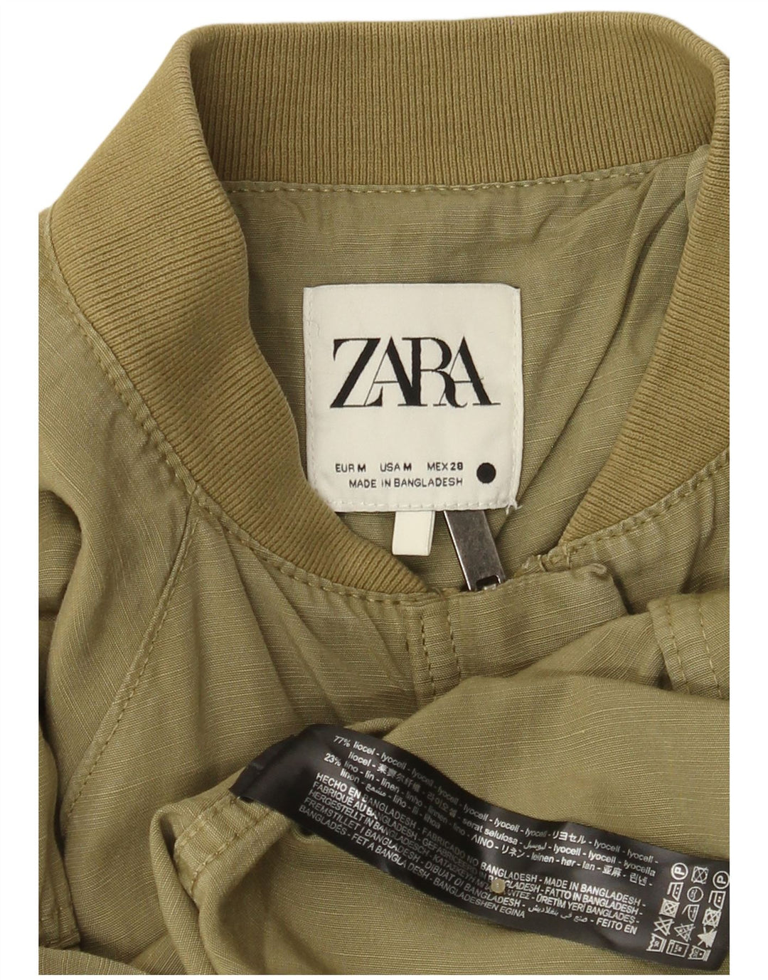 Damski płaszcz oversize Zara UK 14 Medium Khaki Lyocell