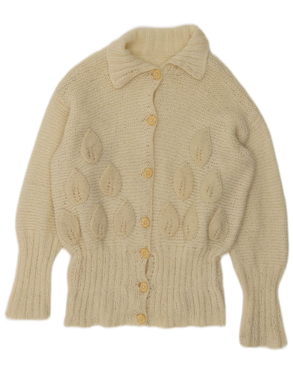 Sweter damski w stylu vintage, UK 16, duży, w kolorze złamanej bieli, w kwiaty