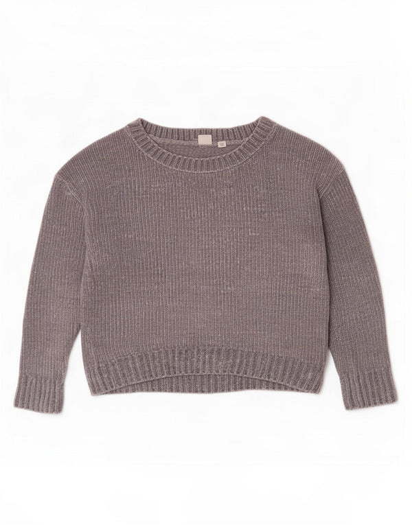 Gap Womens Oversized Crop Velour Boat Neck Jumper Sweater UK 6 XS Grey
