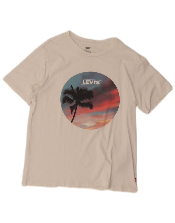 Damska koszulka z grafiką Levi's Top UK 10 Small, biała bawełna