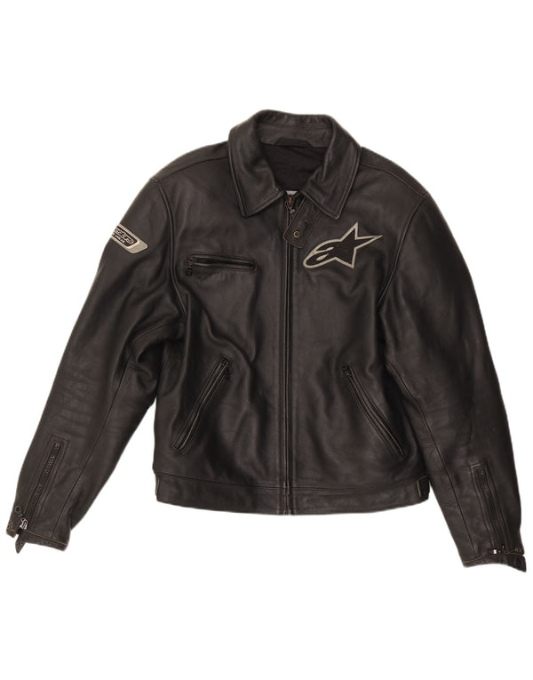 Alpinestars Mens Graphic Leather Racer Jacket EU 50 Medium Black Leather
