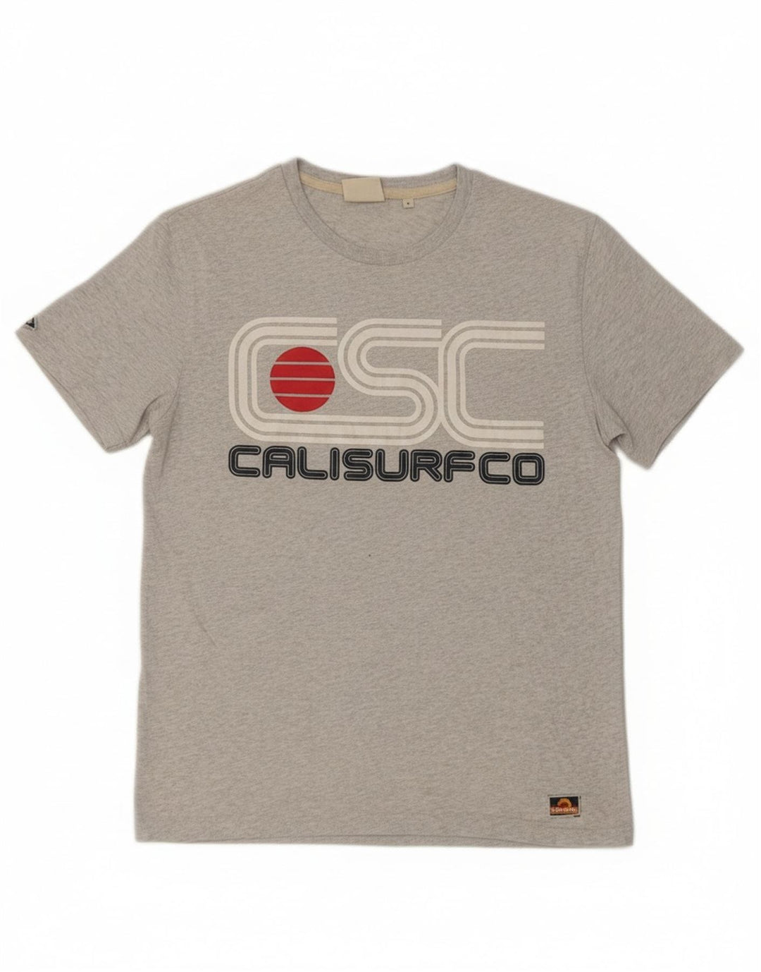 Męski T-shirt z grafiką Superdry, duży, szary, bawełniany