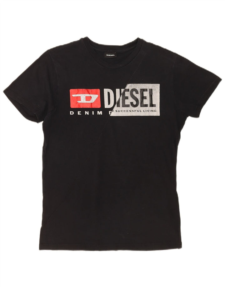 Męski T-shirt z grafiką DIESEL, mały, czarny, bawełniany