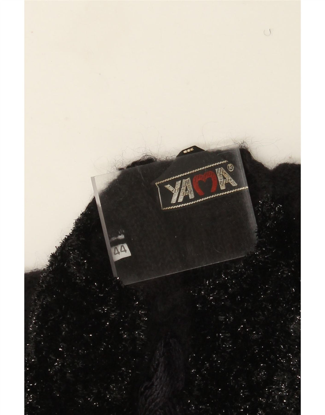 Sweter damski w stylu vintage z okrągłym dekoltem IT 44, średni czarny