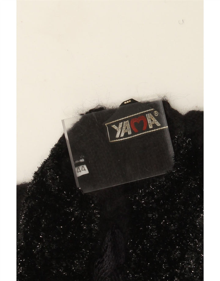Sweter damski w stylu vintage z okrągłym dekoltem IT 44, średni czarny