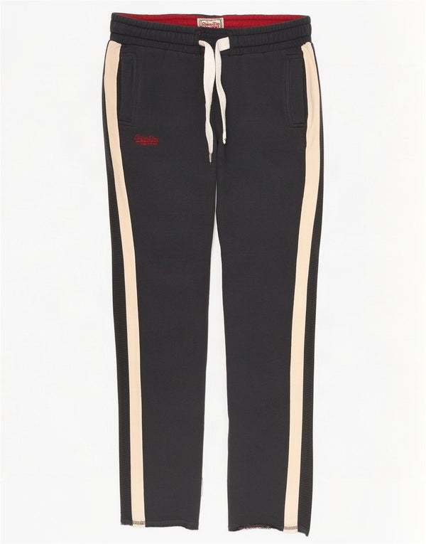Damskie spodnie dresowe Superdry Slim Fit UK 10, małe, czarne, z blokami kolorów